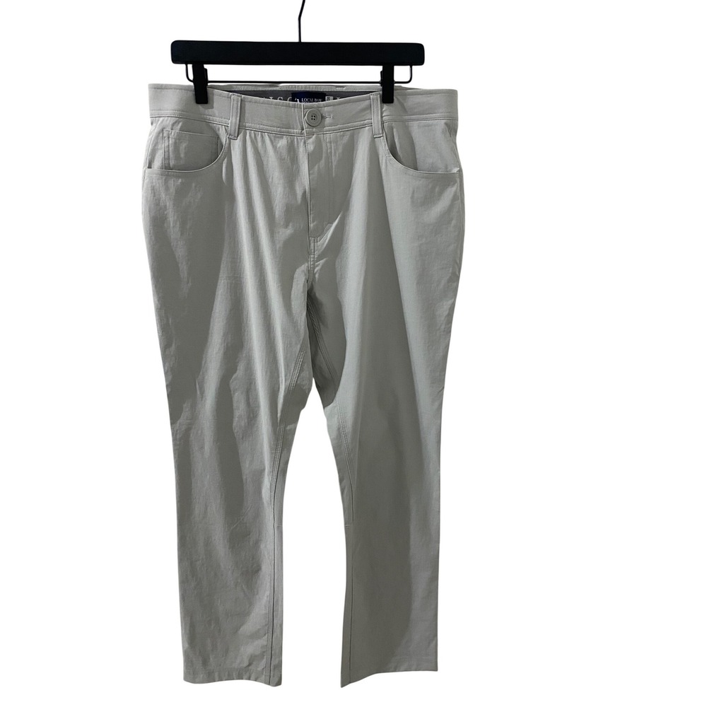 Local Boy Outfitters Mens Performance Pants 34x30 Light Gray Stretch 5-Pocket